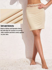 Lace Trim Solid Skirt Split Petticoat Women's Underwear
