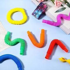 12pcs Colorful Elastic Pop Tubes Sensory Stretch & Squawk Toys for Relax
