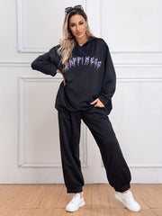 Y2K Outfits Set Women's Plus Letter Print Hoodie & Joggers