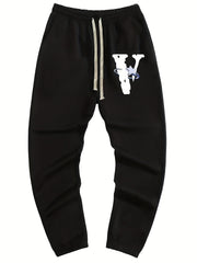 Star V Print Men's Drawstring Sweatpants Casual Comfy Jogger Pants