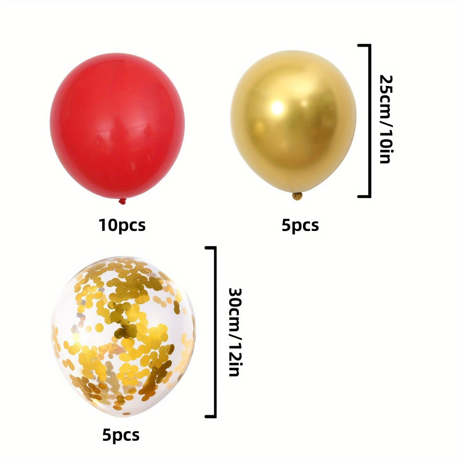 20pcs Red Golden Confetti Balloon Set For Party Decoration