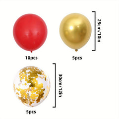 20pcs Red Golden Confetti Balloon Set For Party Decoration