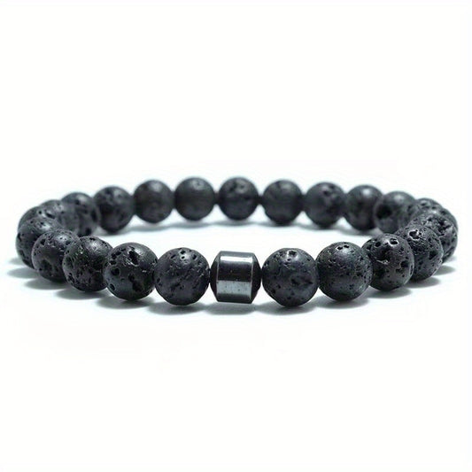 Volcanic Stone Map Stone Men's Energy Bracelet
