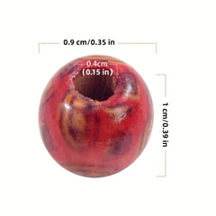 100pcs Natural 10mm Painted Wooden Beads Round Loose Beads Bulk