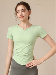Solid Fitness Workout T-Shirt Quick Drying Sports Tee Women's Activewear