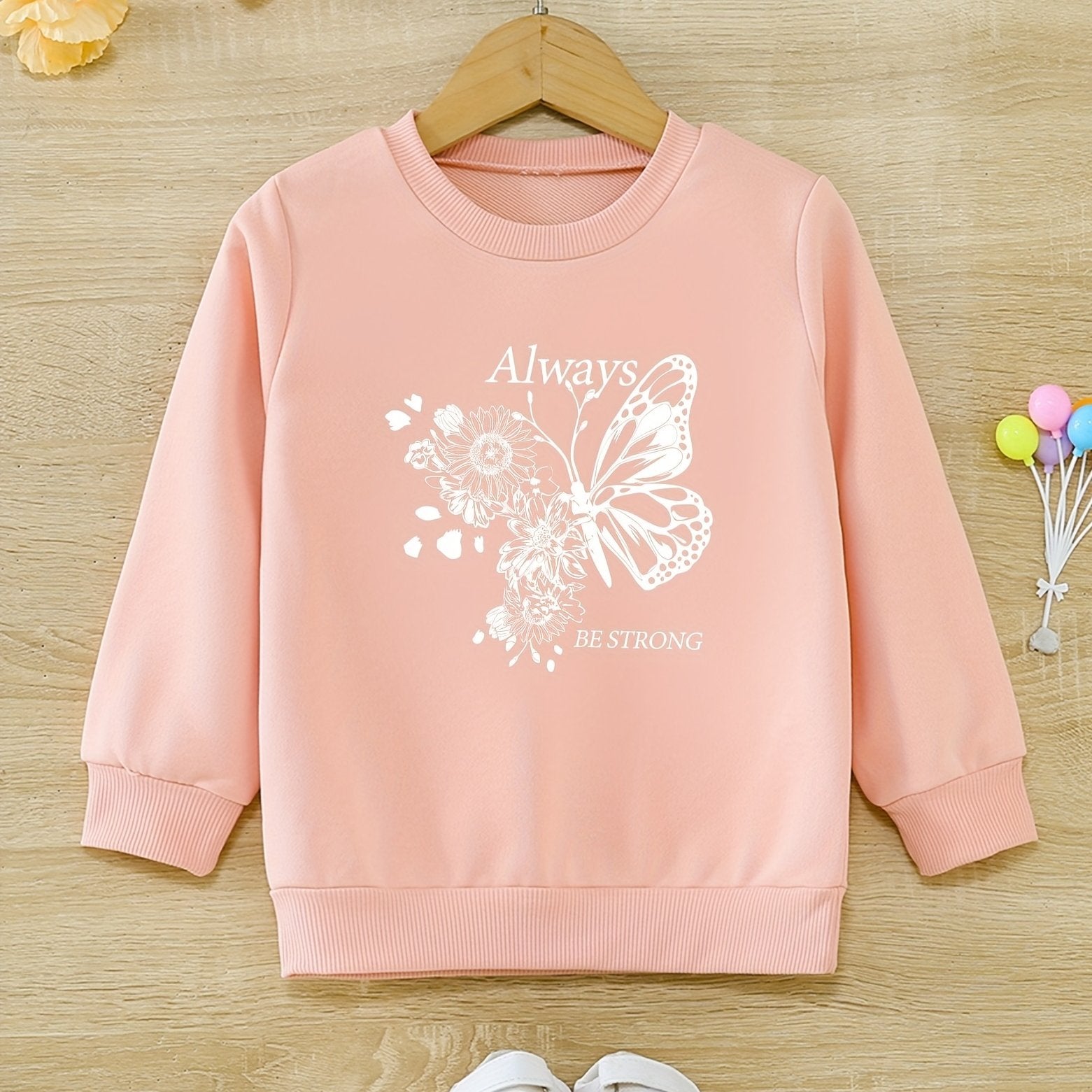 Girls Round Neck Sweatshirt Casual Comfort Fit Toddler Kids Tops Pullover