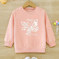 Girls Round Neck Sweatshirt Casual Comfort Fit Toddler Kids Tops Pullover