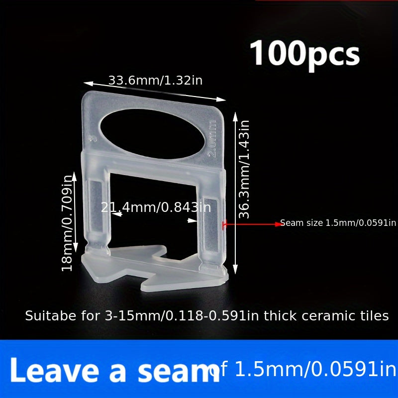 100pcs Tile Leveling System Clips 1.5mm DIY Tile Leveler Spacer