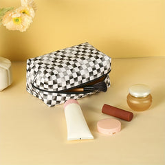 Plaid Pattern Makeup Bag Toiletries Storage Contrast Cosmetic Bag