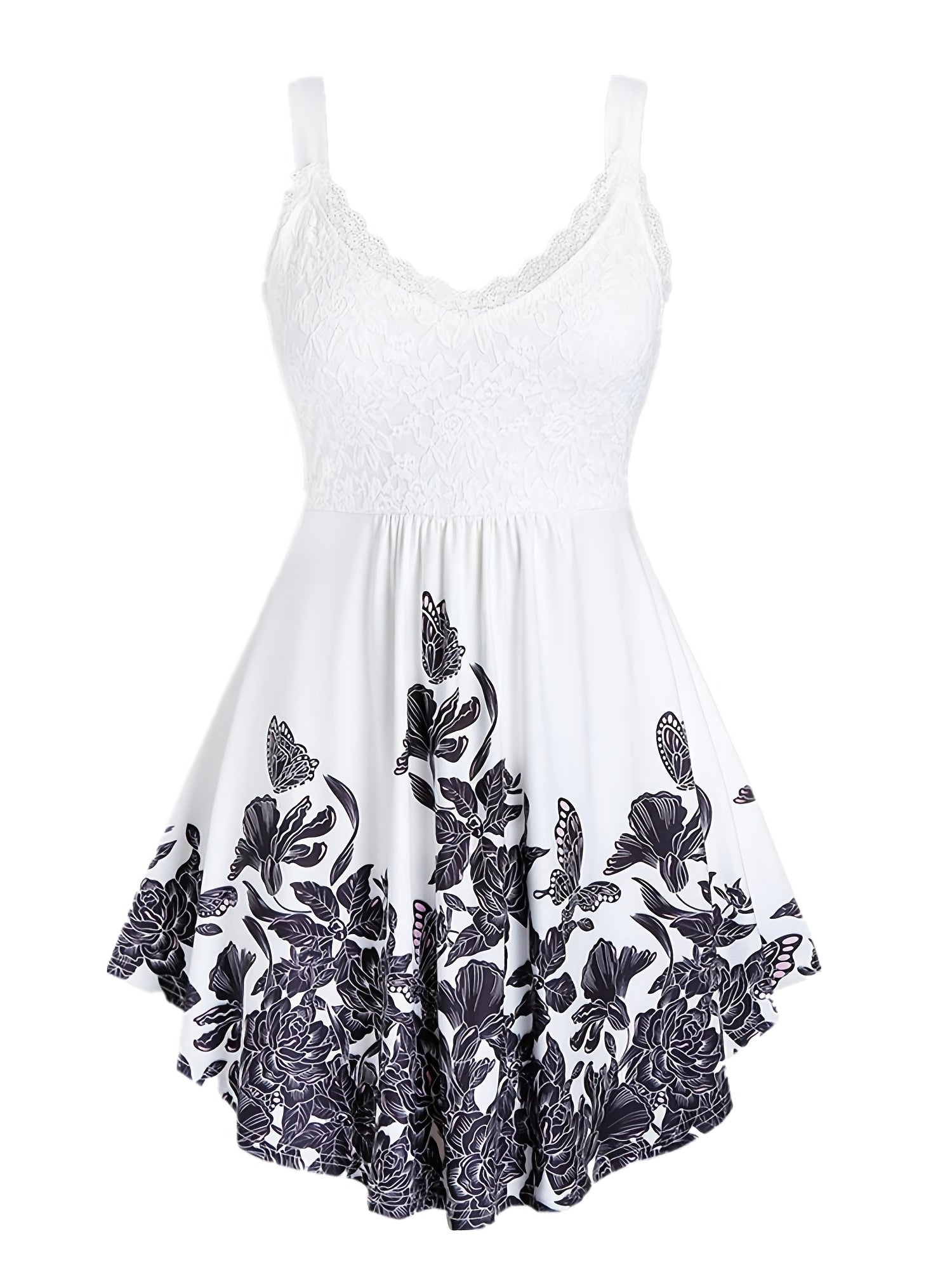 Y2K Floral Lace A Line Dress Strapless Casual Women's Clothing