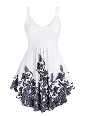 Y2K Floral Lace A Line Dress Strapless Casual Women's Clothing
