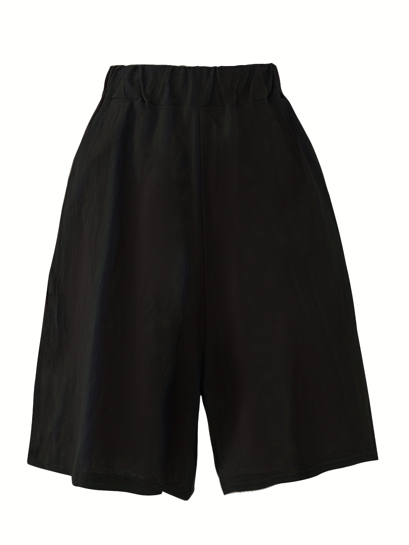 Solid Elastic Waist Shorts for Women
