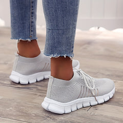 Women's Knitted Breathable Sports Shoes Lace Up Sneakers