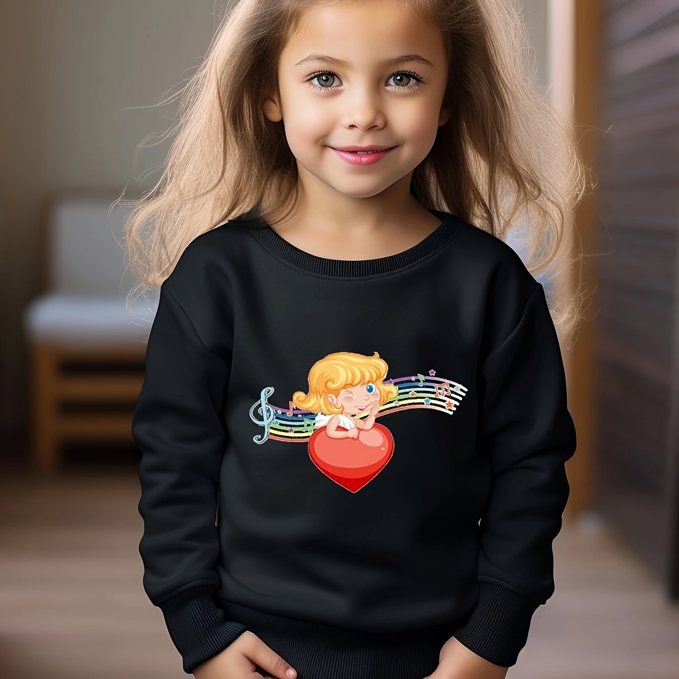 OERYUI Cupid & Heart Graphic Sweatshirt Kids Halloween Christmas
