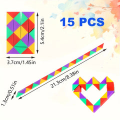 24pcs Mini Snake Cube Puzzle Set Colorful Plastic Magic Snake Toy