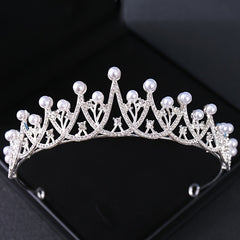 Rhinestone Pearl Crown Hairband Tiara Party Decorations
