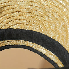 Khaki Vintage Straw Visor Hat Lightweight Sunshade Ponytail Hat