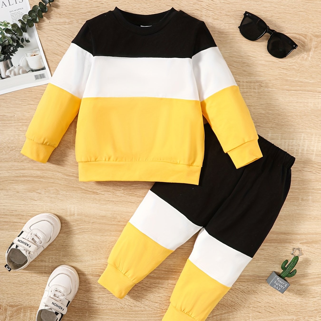 Baby Boy's Cotton Casual Set Patchwork Top & Trousers