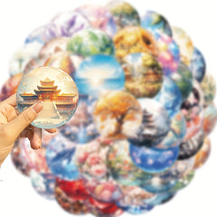 50pc Glass Ball World Stickers Decoration Cartoon Graffiti Stickers