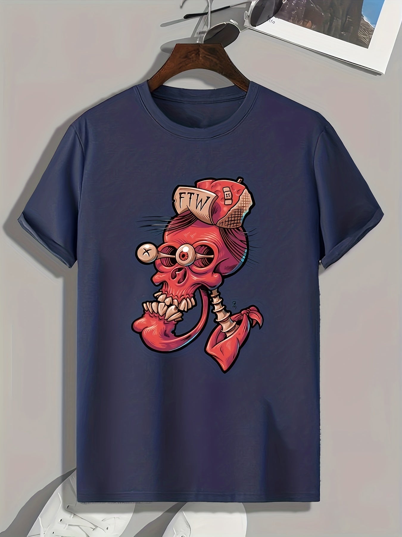 Skull Print Men's Graphic T-shirt for Summer