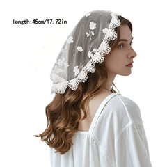 Women's Floral Headscarf Veil Wedding Party Hair Accessory