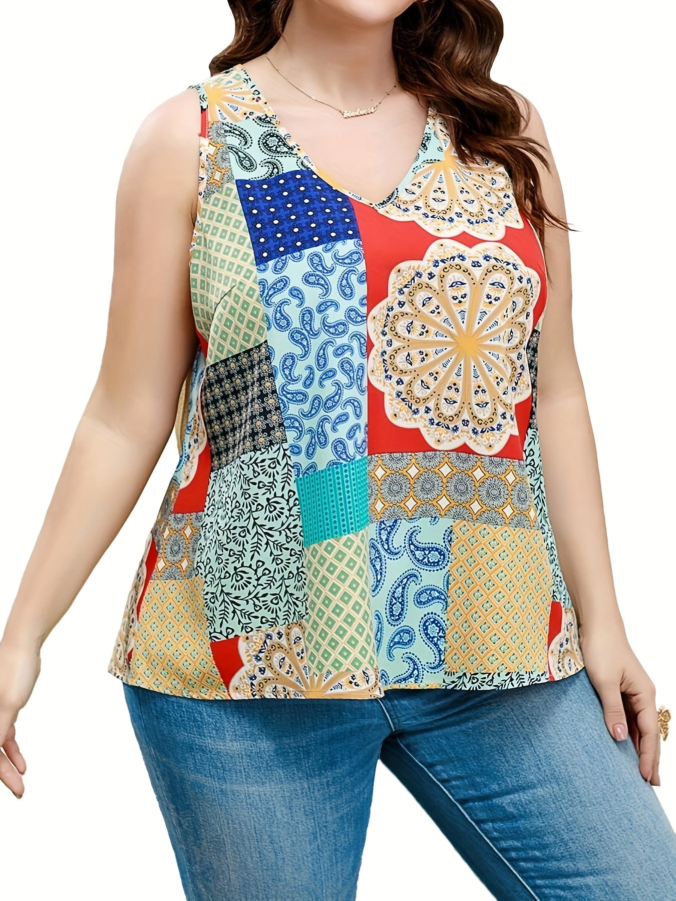 Printed V-Neck Tank Top for Women