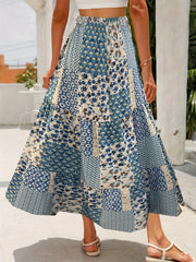 Floral Print High Waist Midi Skirt