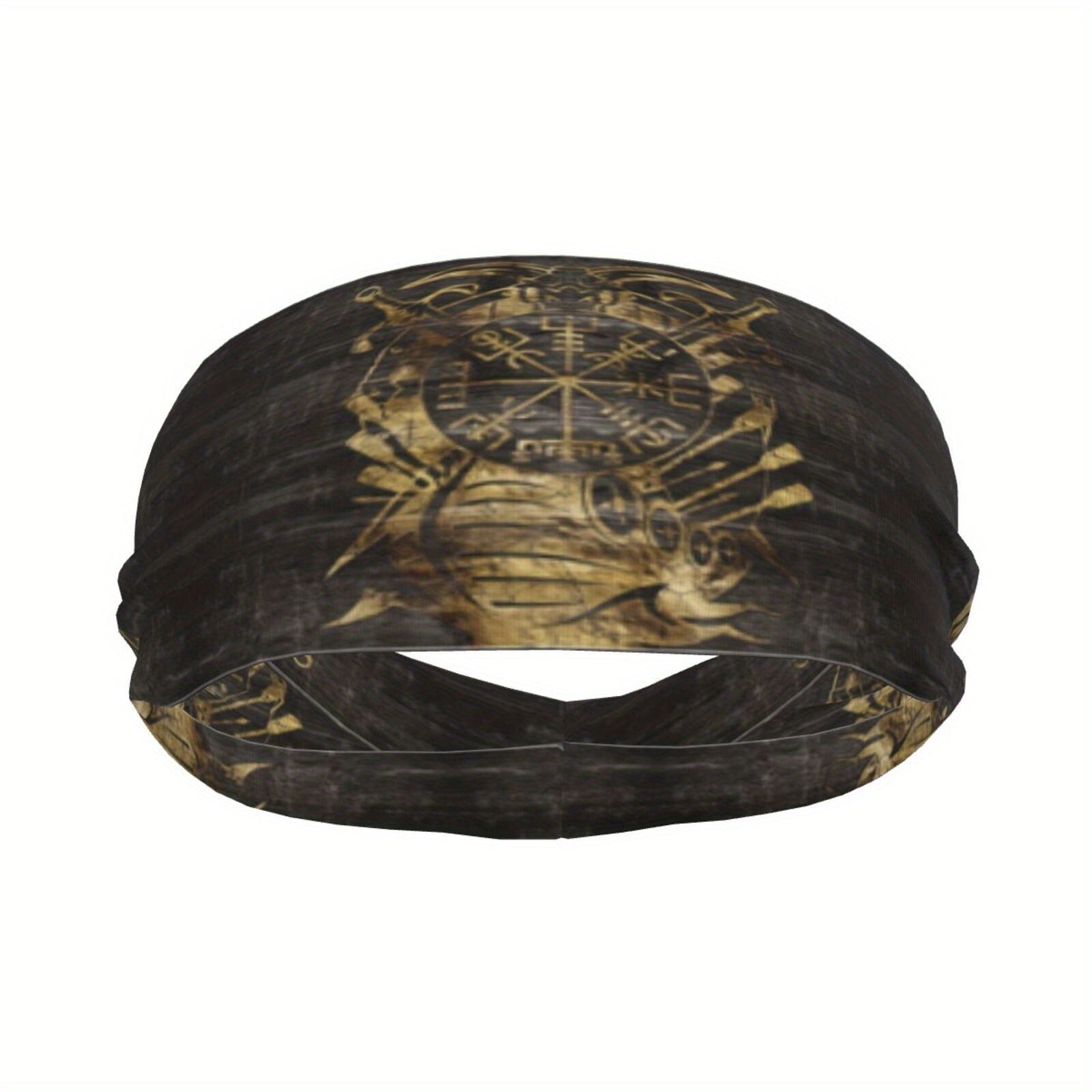 Viking Print Wide Sweat Hair Band for Outdoor Fitness