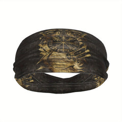 Viking Print Wide Sweat Hair Band for Outdoor Fitness