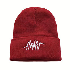 Gothic HEART Embroidery Beanie Unisex Hip Hop Warm Knitted Hat Elastic Skull Cap