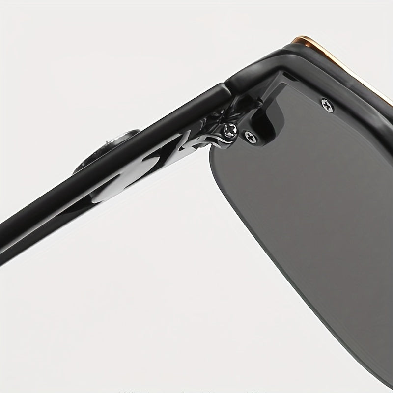 Geometric Frame Sunglasses Semi Rimless Flat Top Shield Eyewear