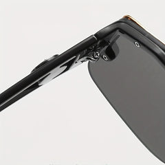Geometric Frame Sunglasses Semi Rimless Flat Top Shield Eyewear