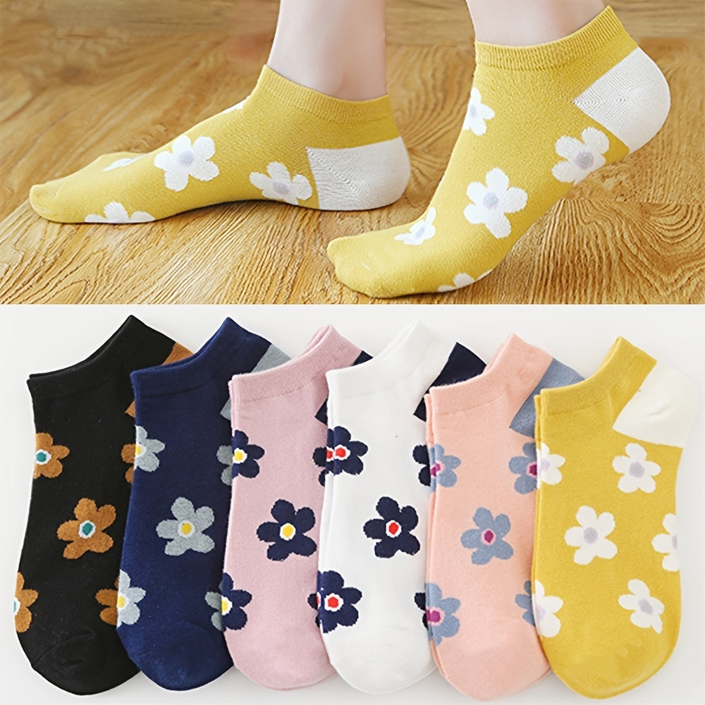 6 Pairs Women's Ankle Socks Cotton Low Cut Boat Short Socks