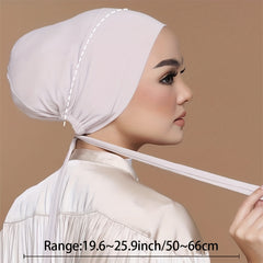 Solid Turban Elastic Headscarf Lace up Underscarf Women Hijab