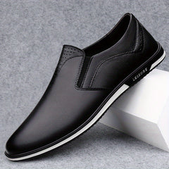 Men's Leather Slip On Loafers Lightweight Non Slip Comfy Casual Shoes