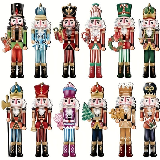 12pcs Wooden Christmas Ornaments Set for Tree Gift Tags & Fireplace