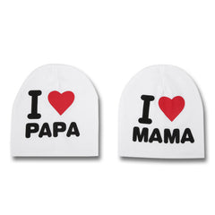 2pcs I LOVE PAPA MAMA Cotton Beanie Hat for Baby Boys and Girls
