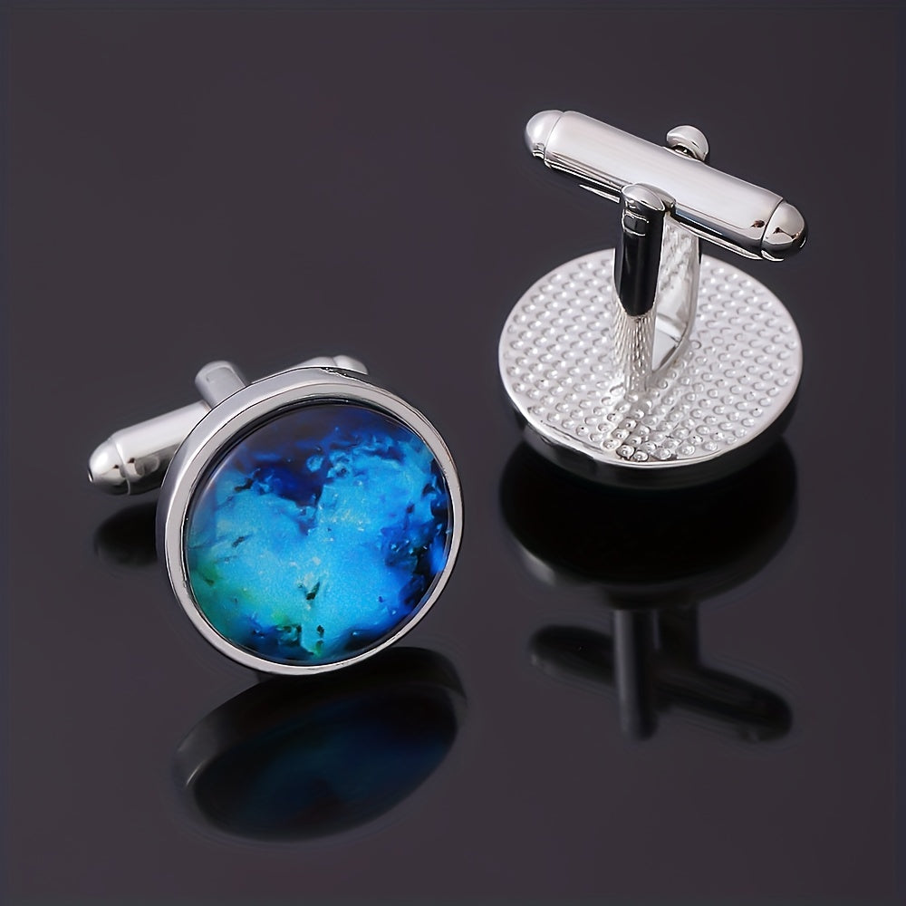 Starry Sky Gemstone Men's Cufflinks Metal Decorative Accessory
