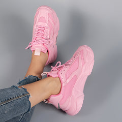 Women's Mesh Platform Sneakers Breathable Lace Up Shoes