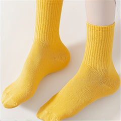 10 Pairs Solid Mid Tube Socks Women's Stockings