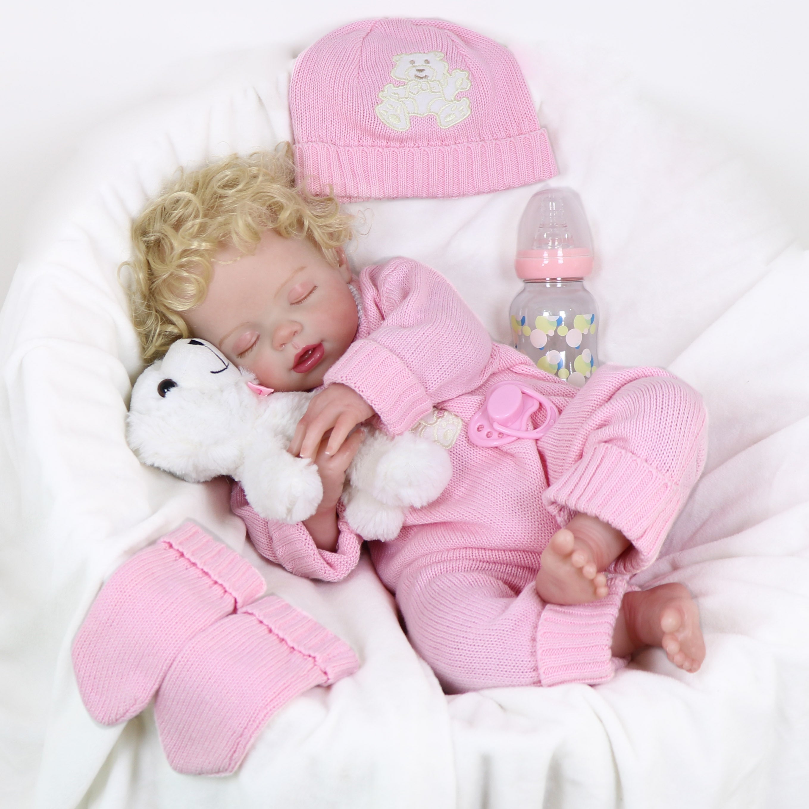 20inch Curly Hair Soft Rubber Doll With Cloth Body & Accessories