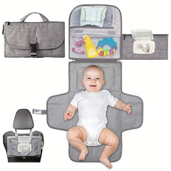 Portable Diaper Changing Pad w/ Head Cushion & Wipes Pocket