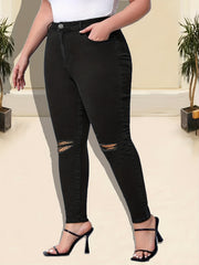 High Rise Skinny Jeans Women's Plus Denim Skinny Pants