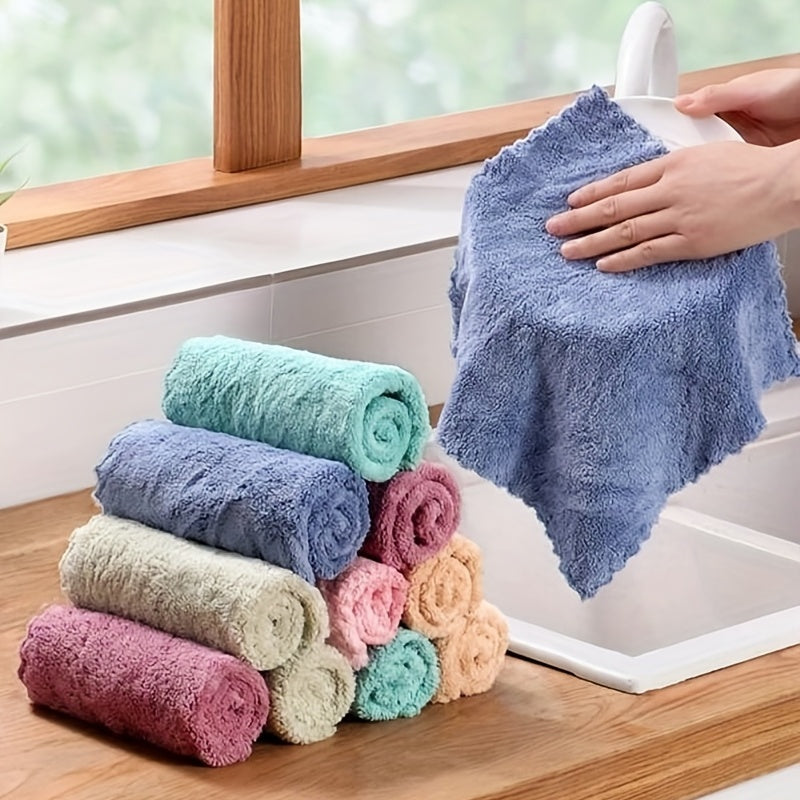 5pcs Microfiber Dish Cloths Absorbent Towels Strong Stain Removal