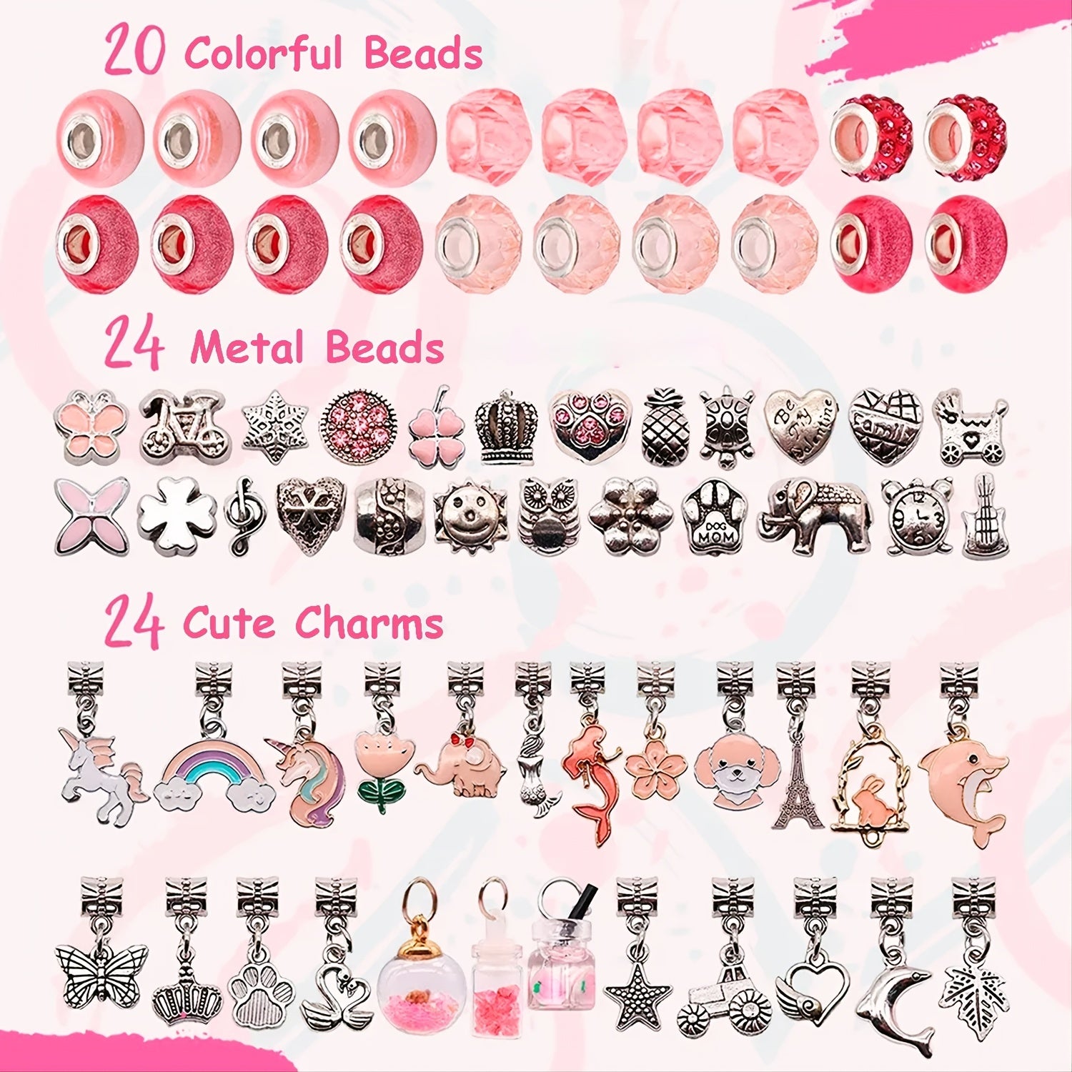 DIY Charm Bracelet Making Kit with Beads for Girls & Adults