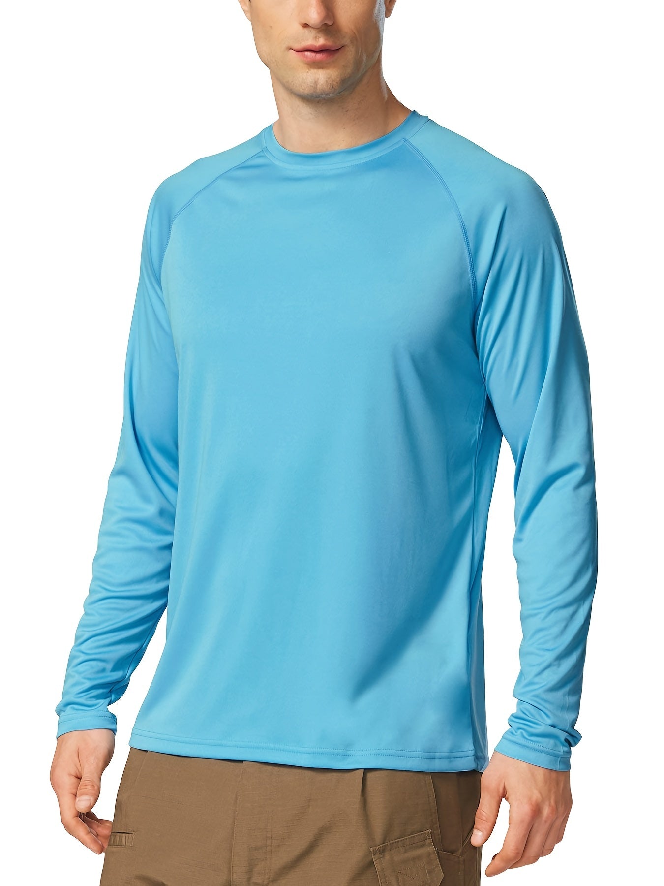 Men's UPF 50 Long Sleeve Rash Guard for Fishing Running Hiking