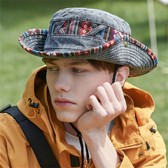 Wide Brim Bucket Hat Outdoor Sun Hat Vintage Hats