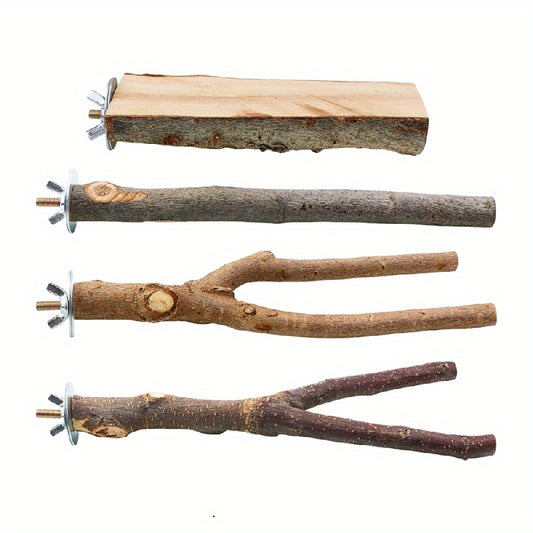 4 Pack Wood Bird Perch Parrot Stand Toys Hanging Platform Swing Toy