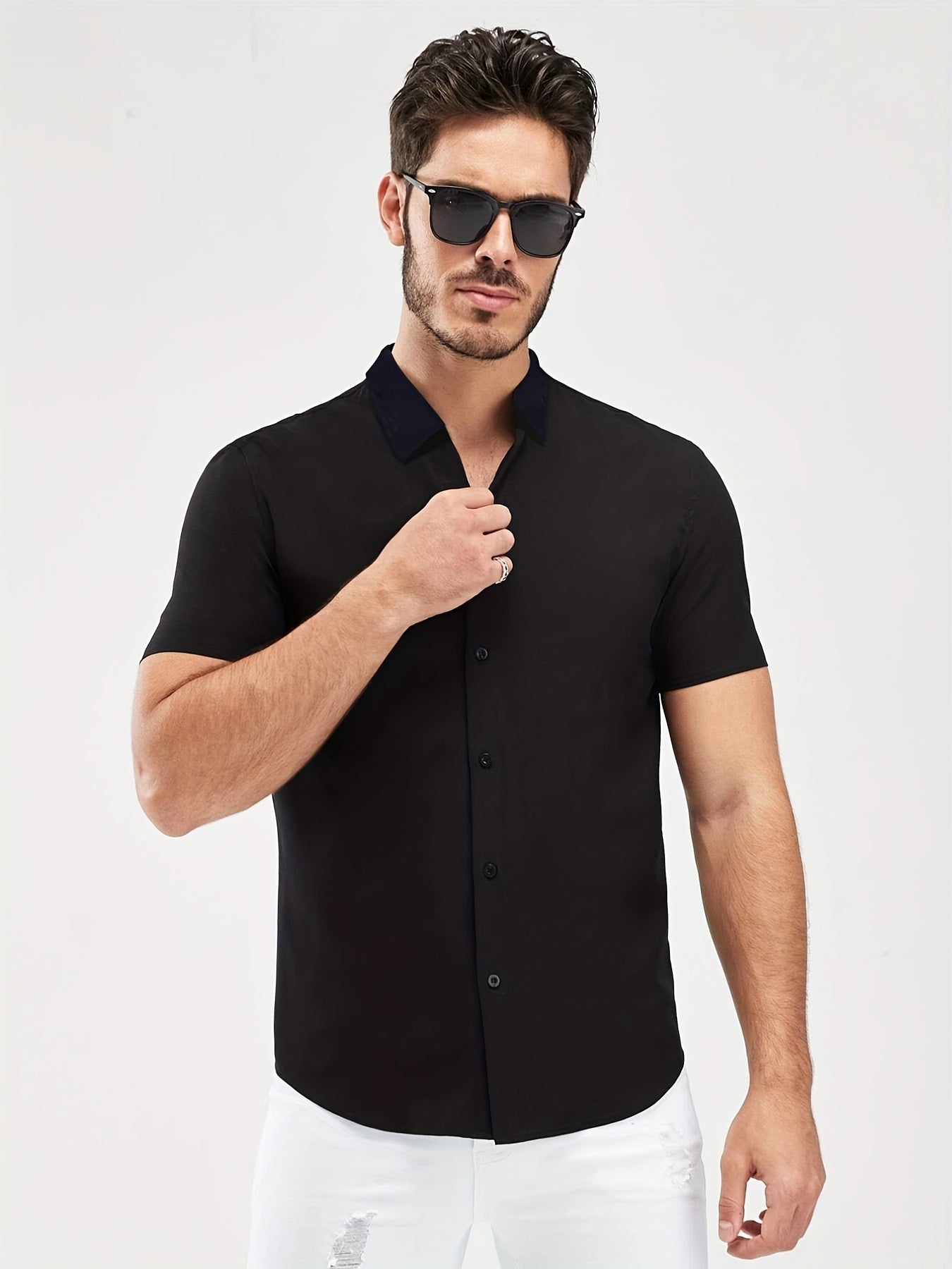 Men's Short Sleeve Casual Shirt for Summer Vacation