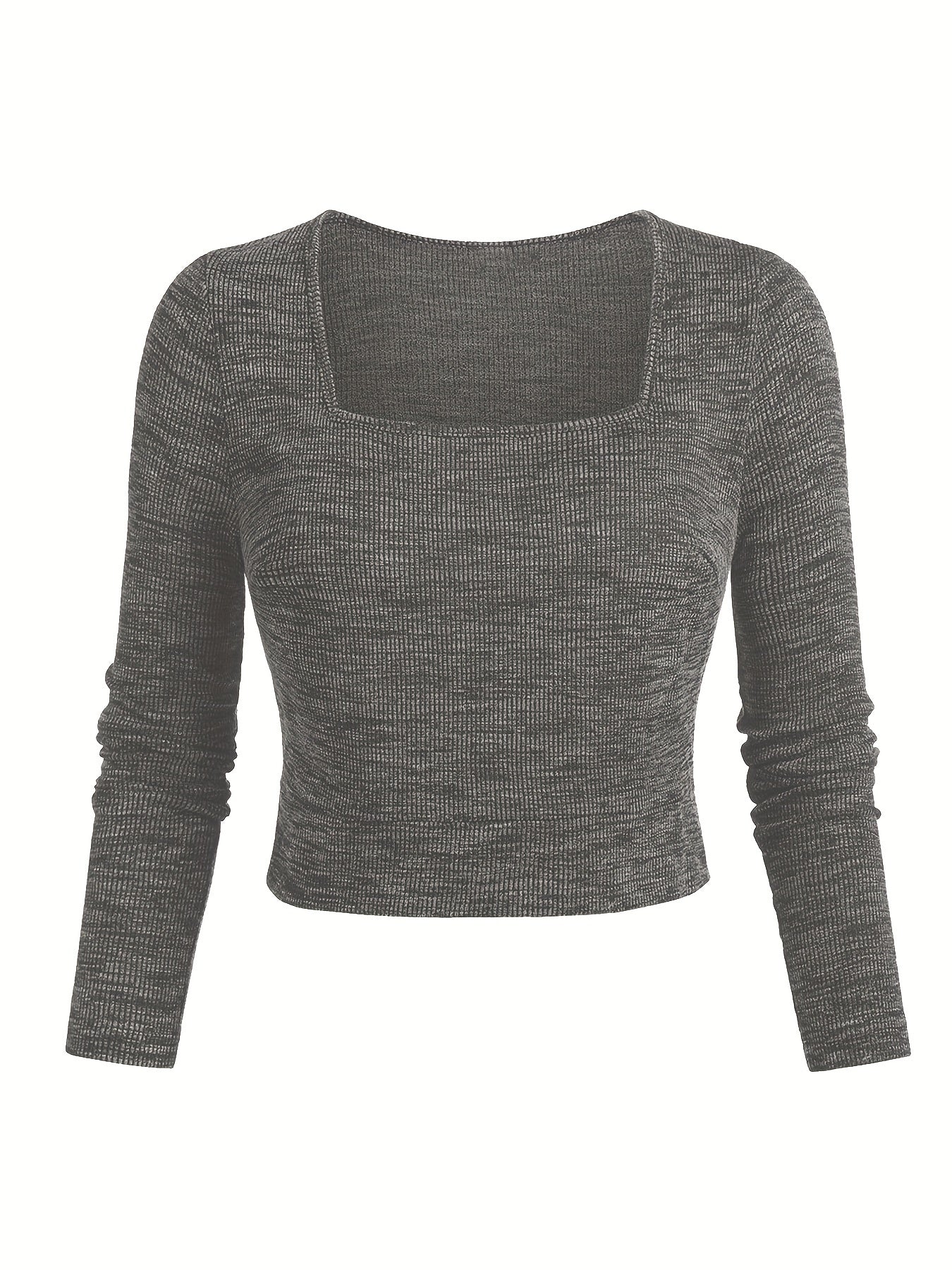 Solid Square Neck Crop Top & Pants Set